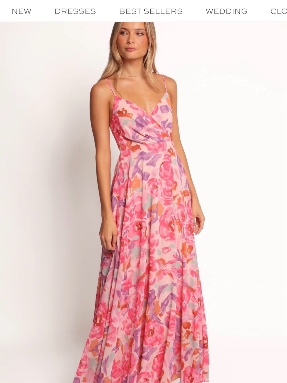 Petal & Pup Pink Floral Wrap Maxi Dress